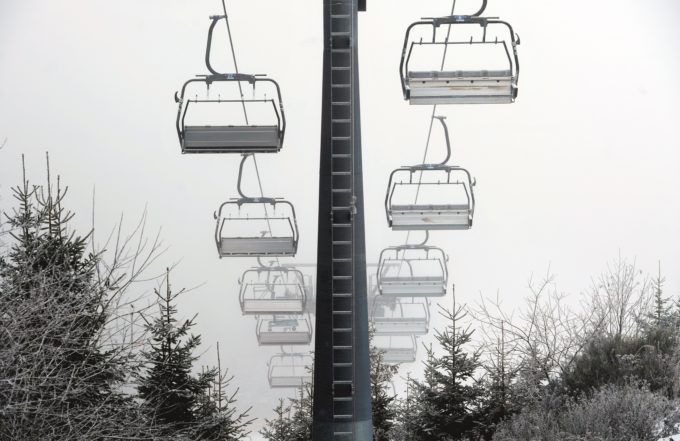 Empty ski lift during Winter 2021