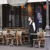 Empty Café Terrace in Paris during COVID pandemic