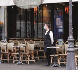 Empty Café Terrace in Paris during COVID pandemic