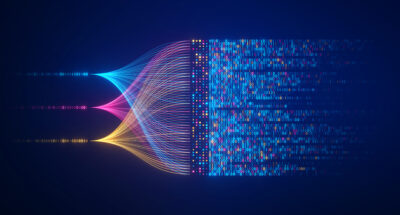 Big data technology and data science illustration Data flow con data