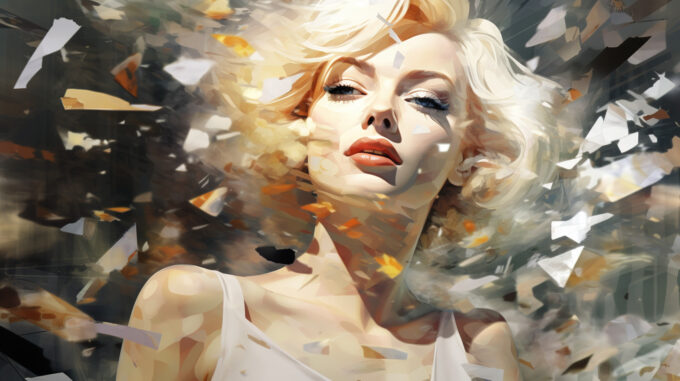 Marylin Monroe concept painting in light happy bright colors. Generative AI
