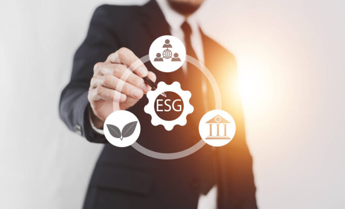 ESG icon concept for environmental, social governance in sustainable and ethical business on the Network connection