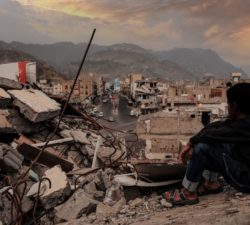 Kid looking at landscape in yemen