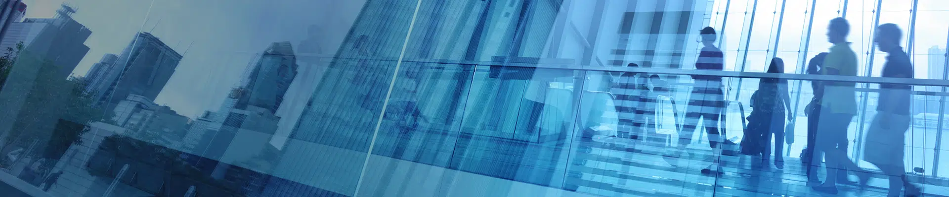Abstract modern city background with people walking over buildings reflections. - IMD Business School
