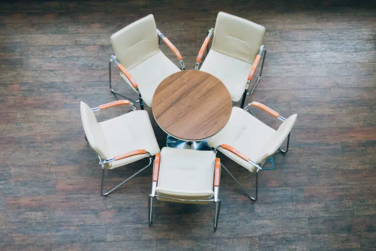 Top view of table and five chairs - IMD Business School