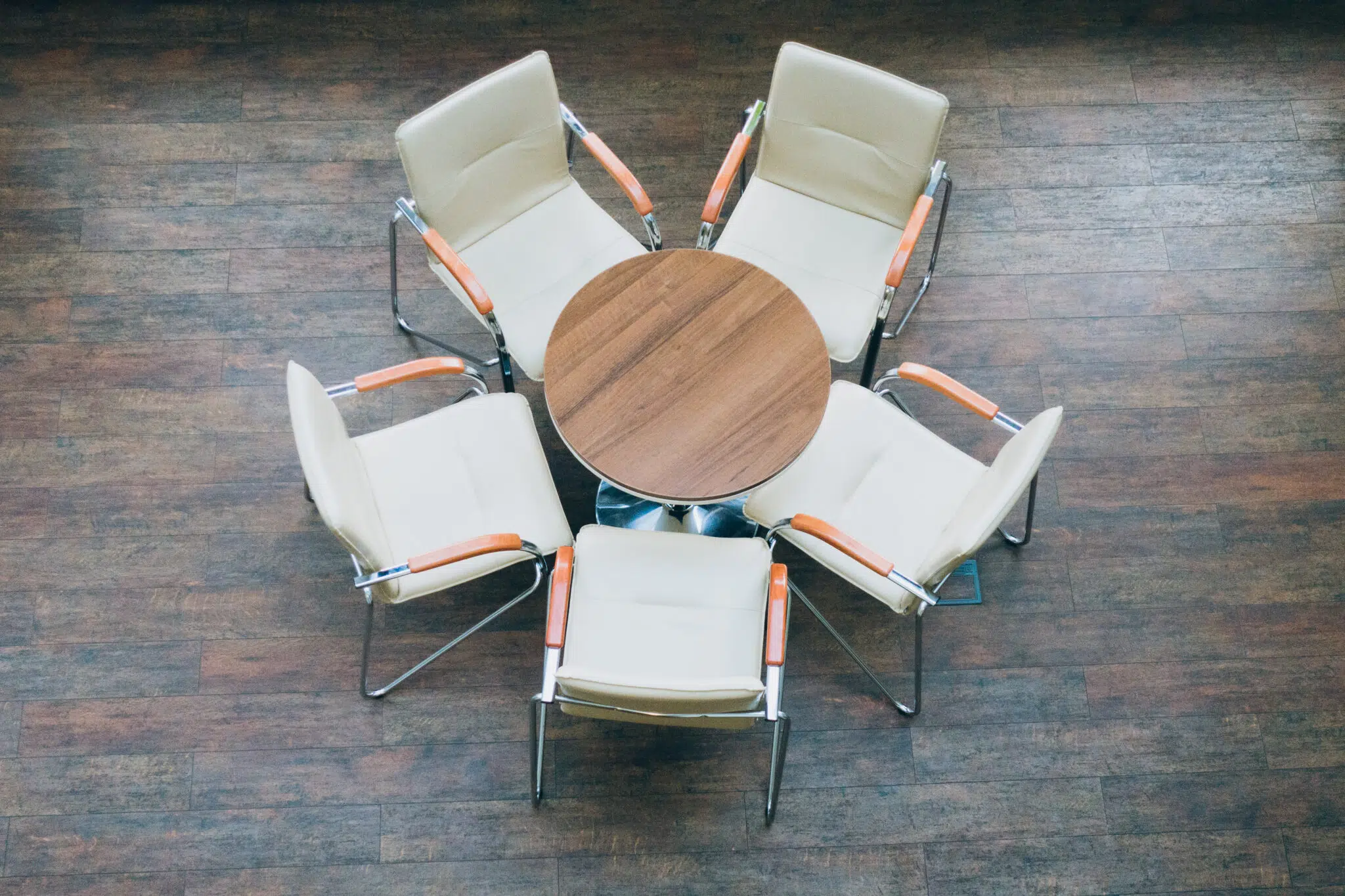 Top view of table and five chairs - IMD Business School