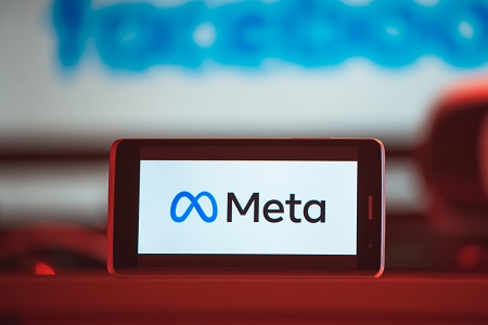 Smartphone displaying Meta's logo