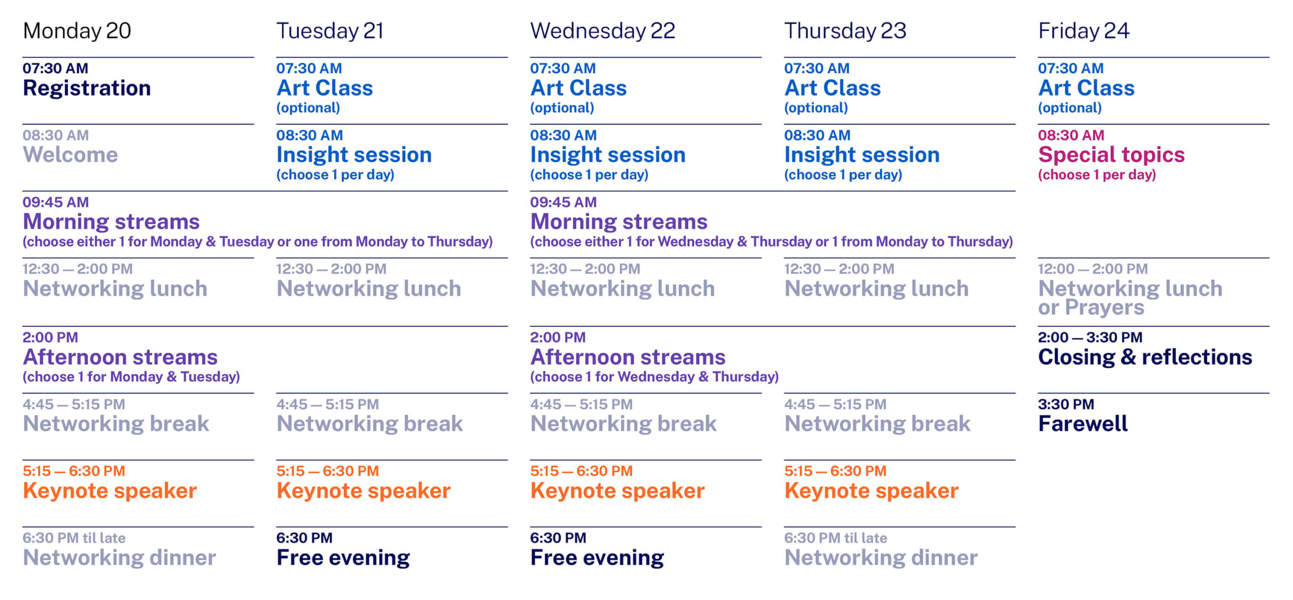 OWP Singapore program schedule