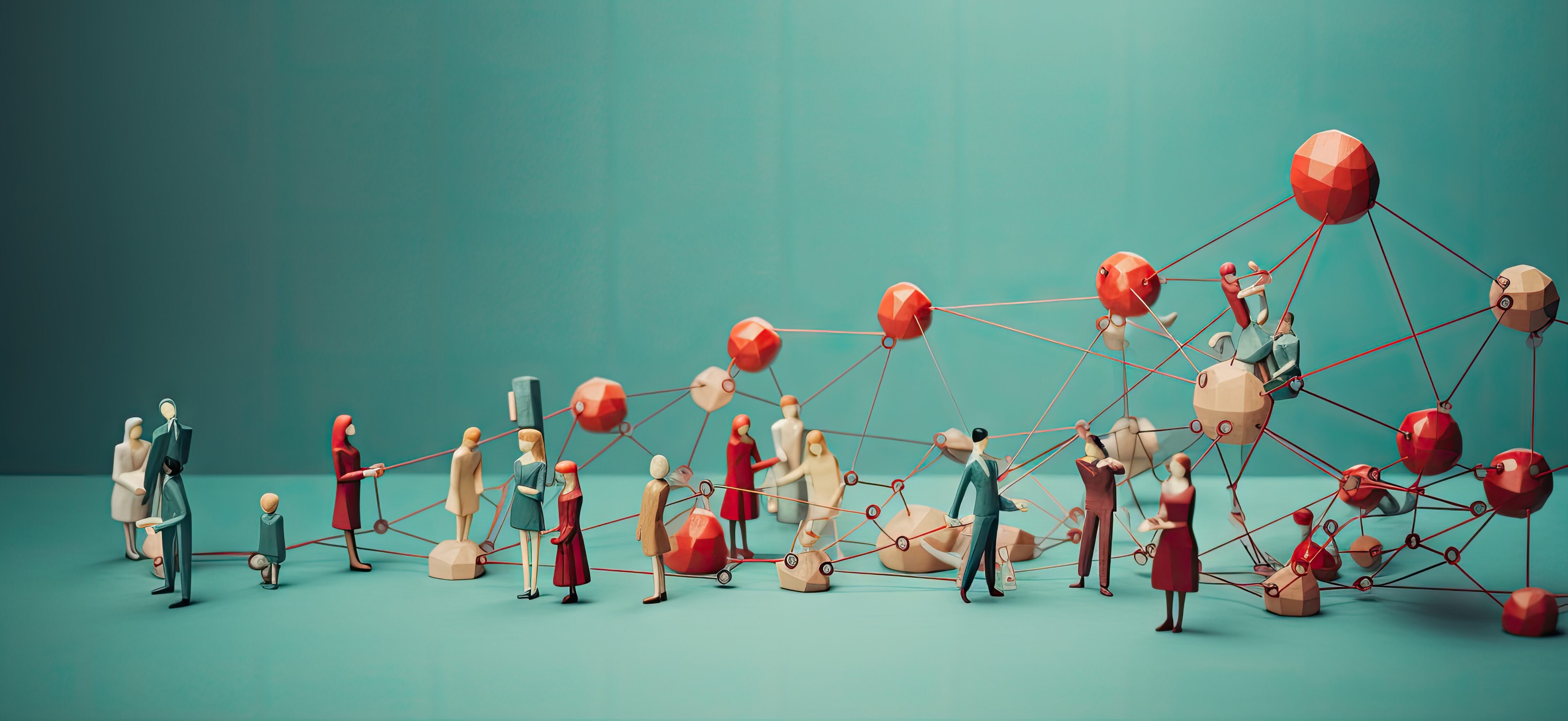 the relationship between people is represented by several small and arranged objects Generative AI