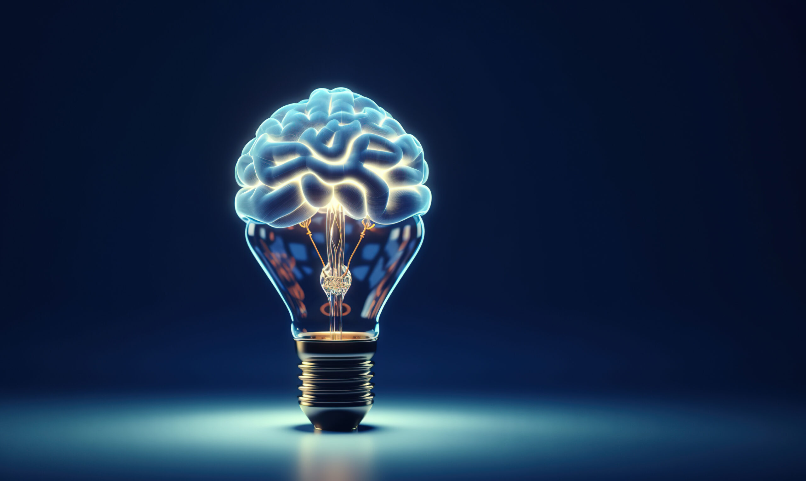 Human brain lightbulb new ideas concept Generative AI AI thinking