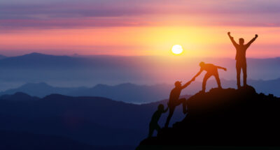 Teamwork friendship hiking help each other trust assistance silh Resilience