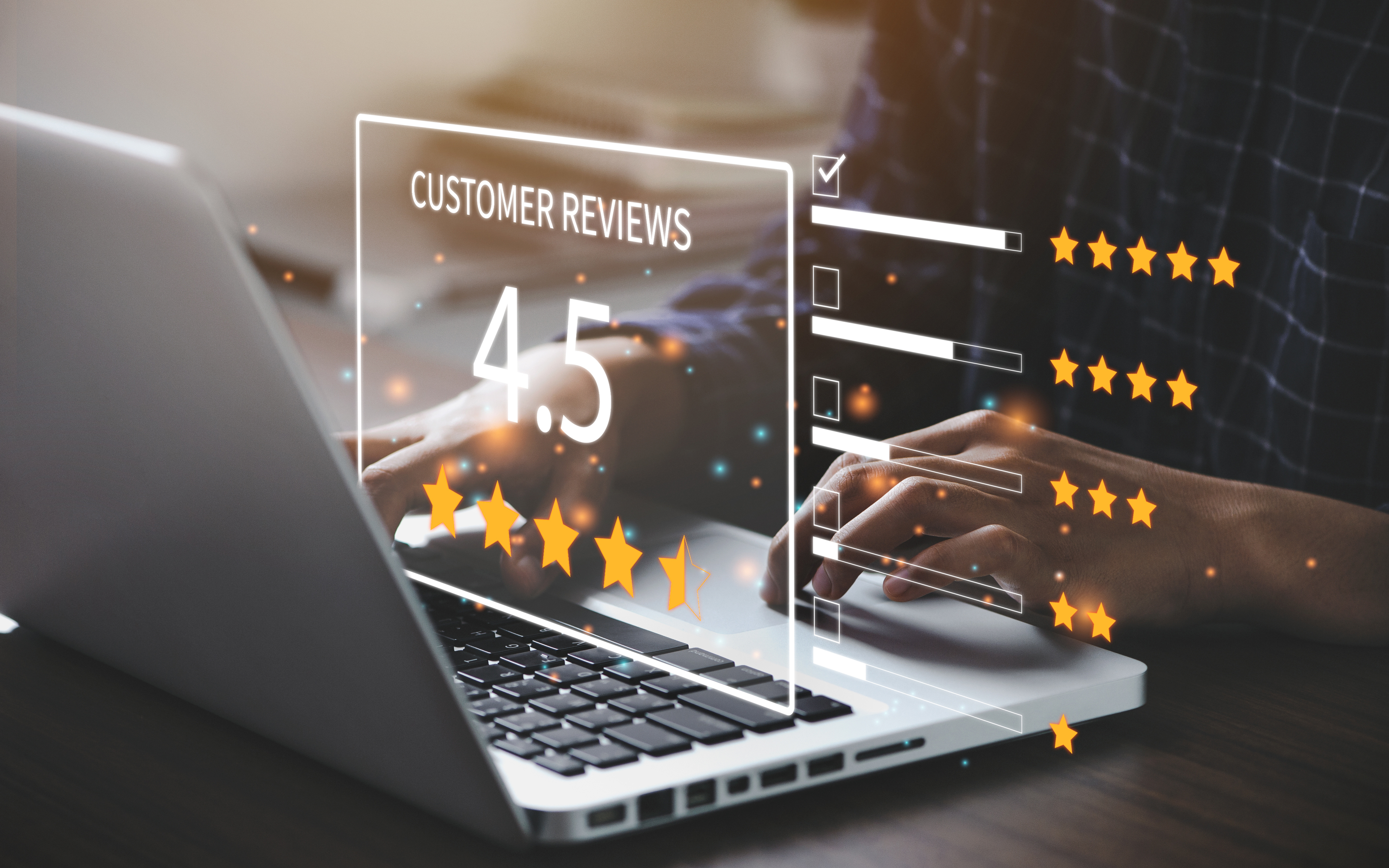 User give rating to service experience on online application for customer satisfaction