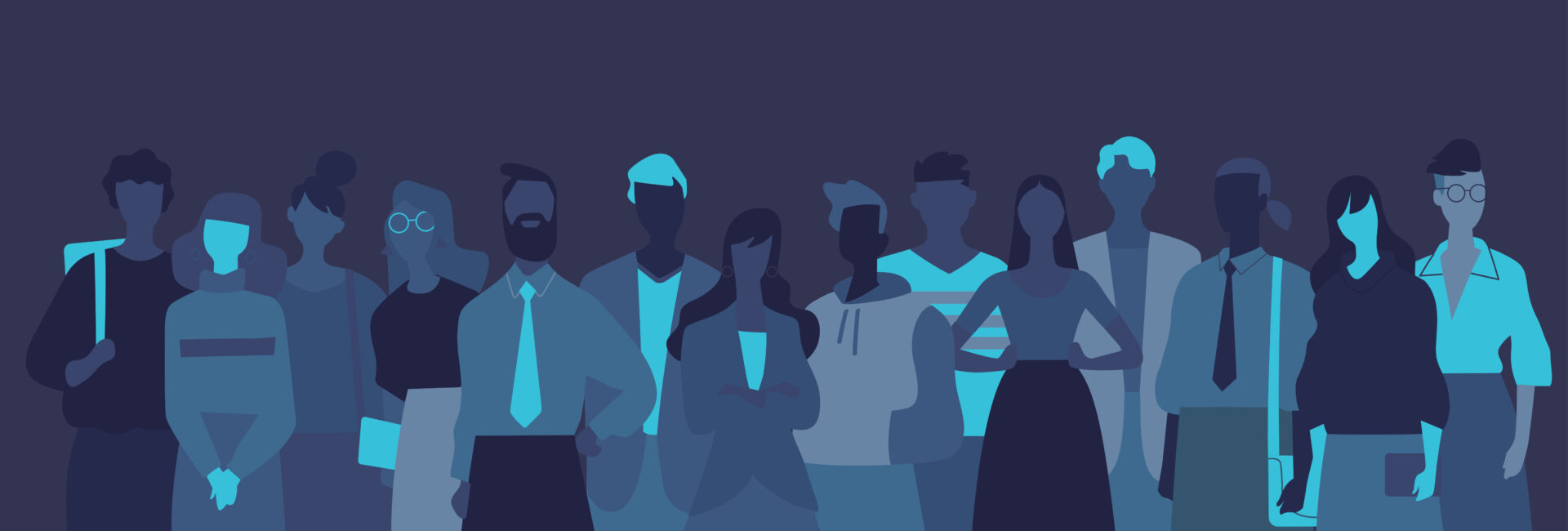 Various people in illustration