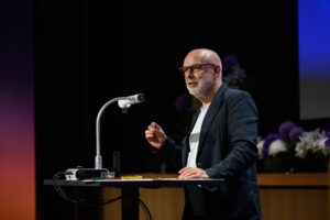 OWP 2024. Keynote session with legendary musician, producer and activist Brian Eno. IMD campus, Lausanne, 27 June 2024. - IMD Business School