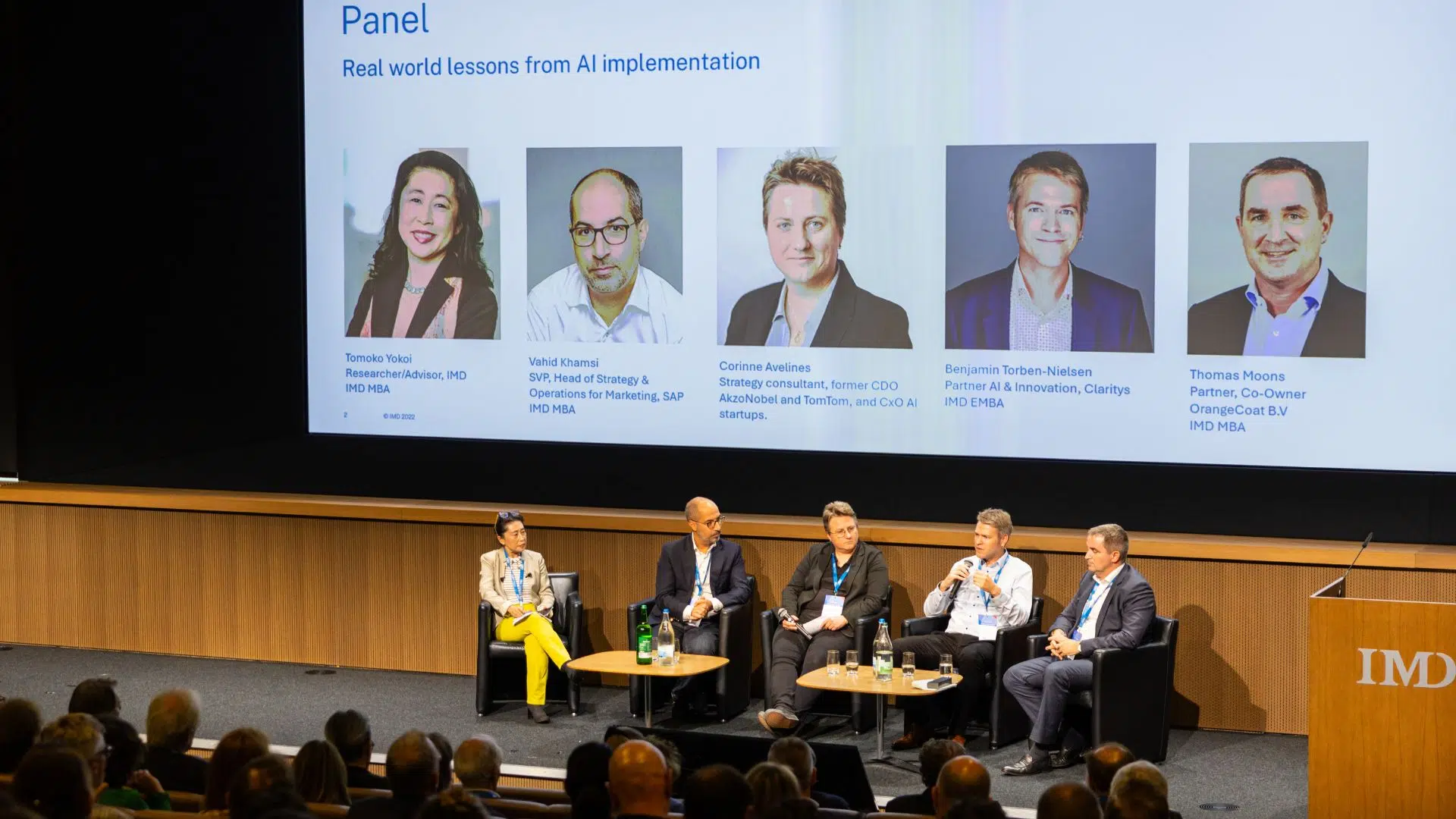 A panel discussion on the lessons for AI adoption during the IMD International Alumni Symposium 2024 - IMD Business School