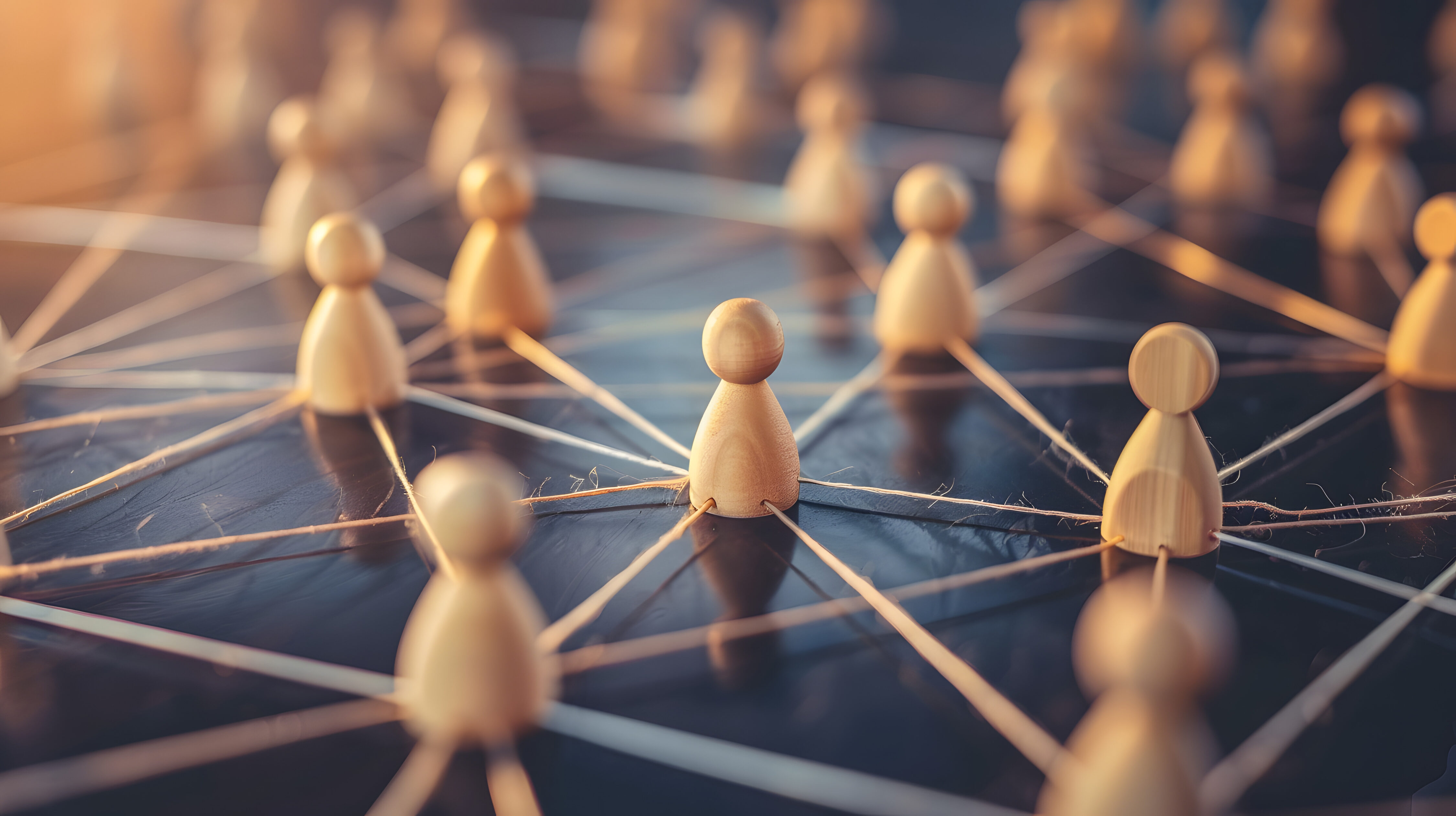 Chess pawns interconnected in a network network concept in human resources management strategy