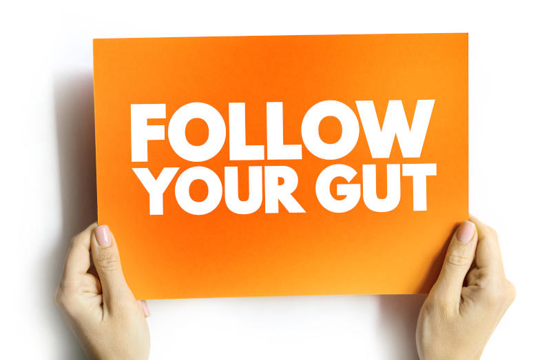 Follow Your Gut text card concept background