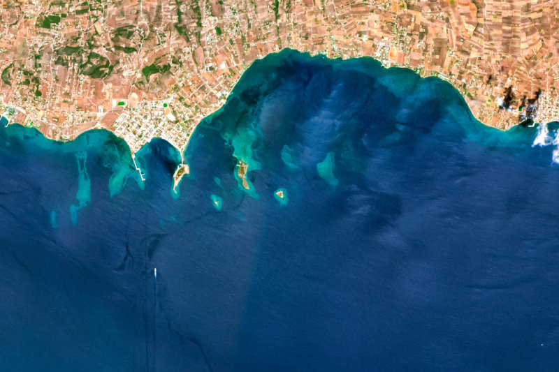 Greek Island on satellite image