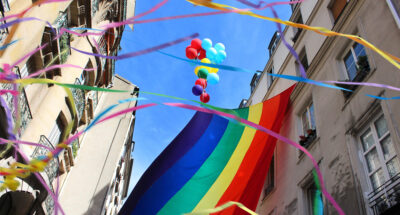 Low angle view of decoration for pride parade