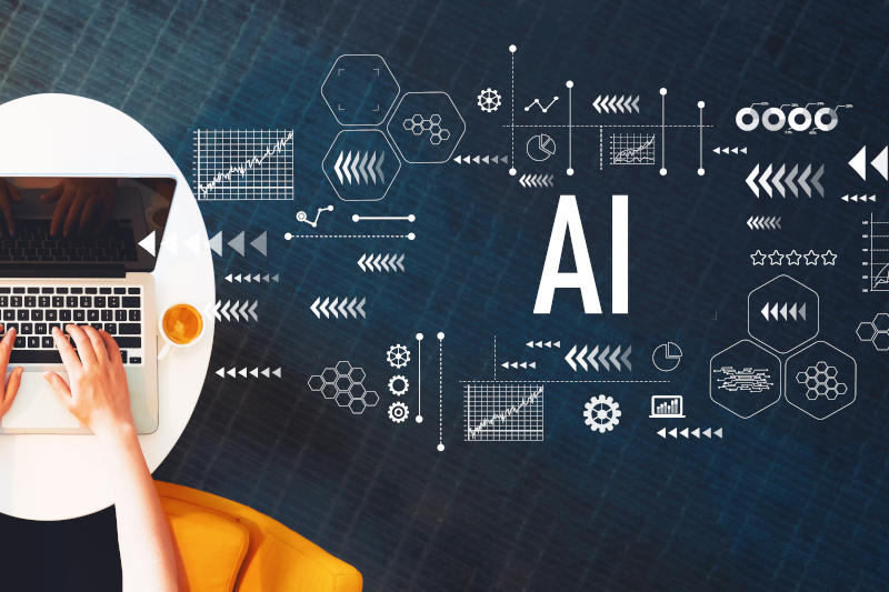 AI with person using a laptop