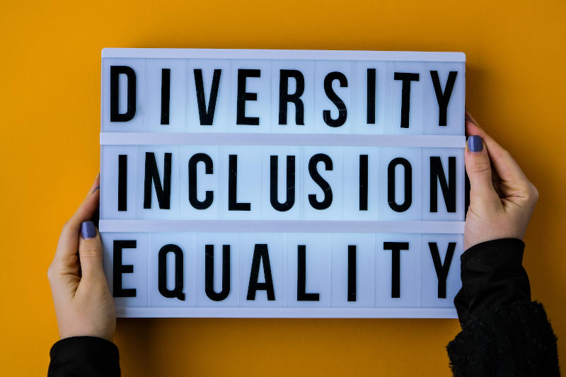 Diversity inclusion equality lettering Text Diversity Age Ethnicity Sexual Orientation Gender Religion Equal rights social concept