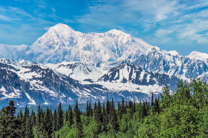 Mount Denali on a clear sunny day