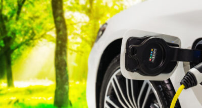 EV charging station for electric car in concept of green energy and eco power EV charging station for electric car in concept of green energy and eco power