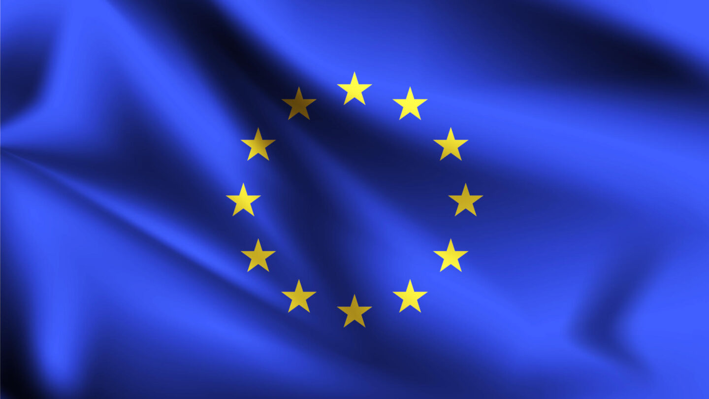 European Union flag blowing in the wind Part of a series European Union waving flag