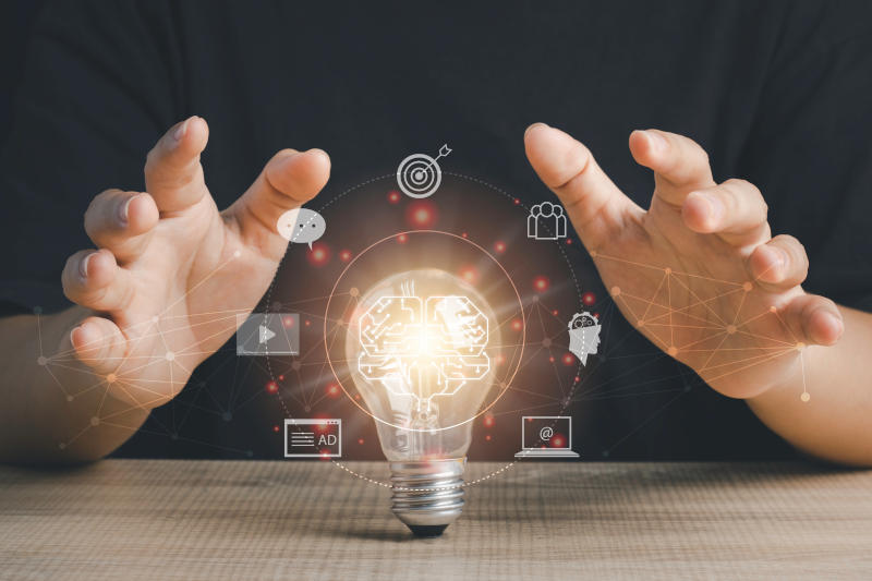 Digital marketing strategy idea concept Content creator touchin