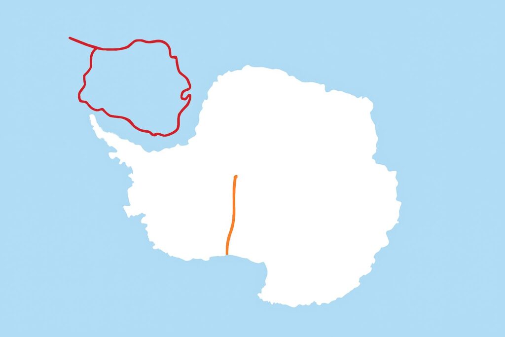 - IMD Business School Shackelton route next to map of antarctica