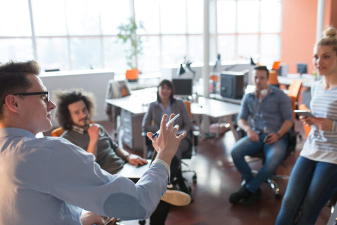 Young Business Team At A Meeting at modern office building