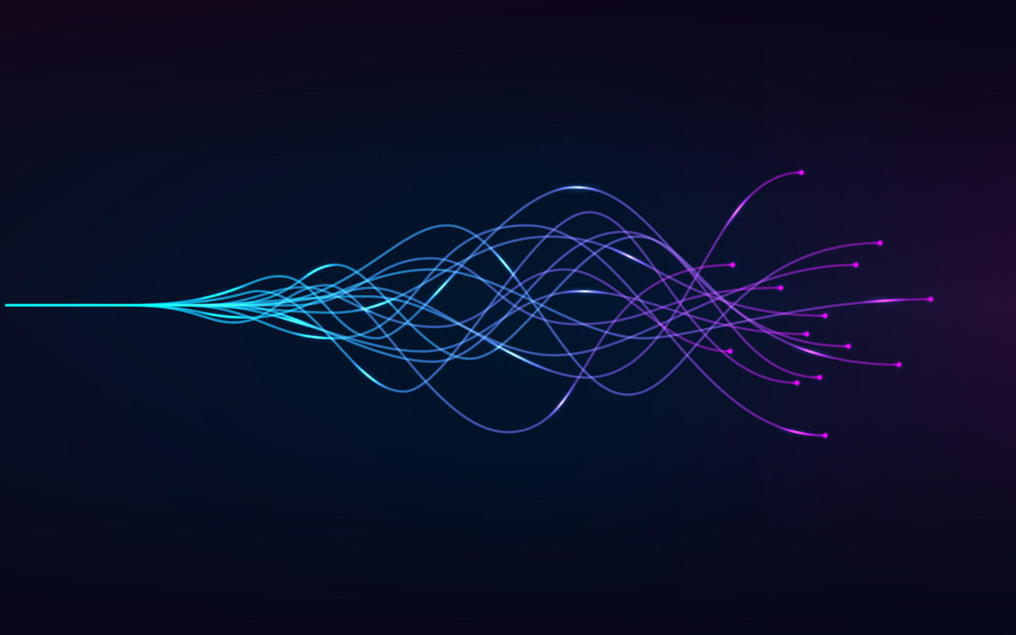 ai - artificial intelligence and deep learning concept of neural networks Wave equalizer Blue and purple lines Vector illustration