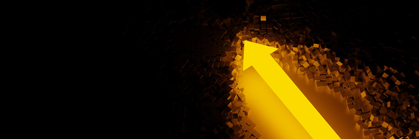 Lighted arrow breaking the wall original 3d rendering