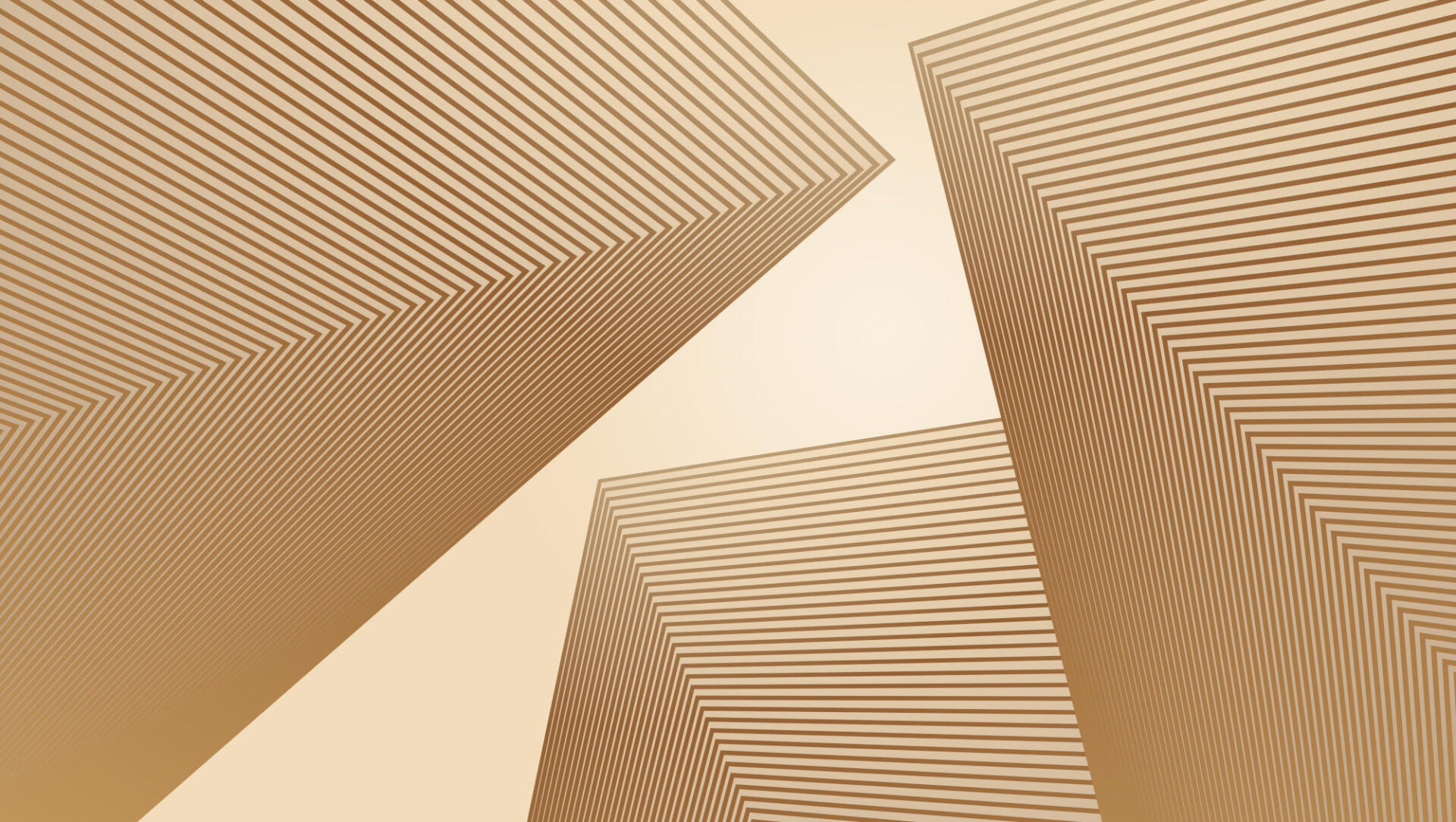 Look up at the abstract building made up of golden linesAbstract geometric shape Futuristic background design