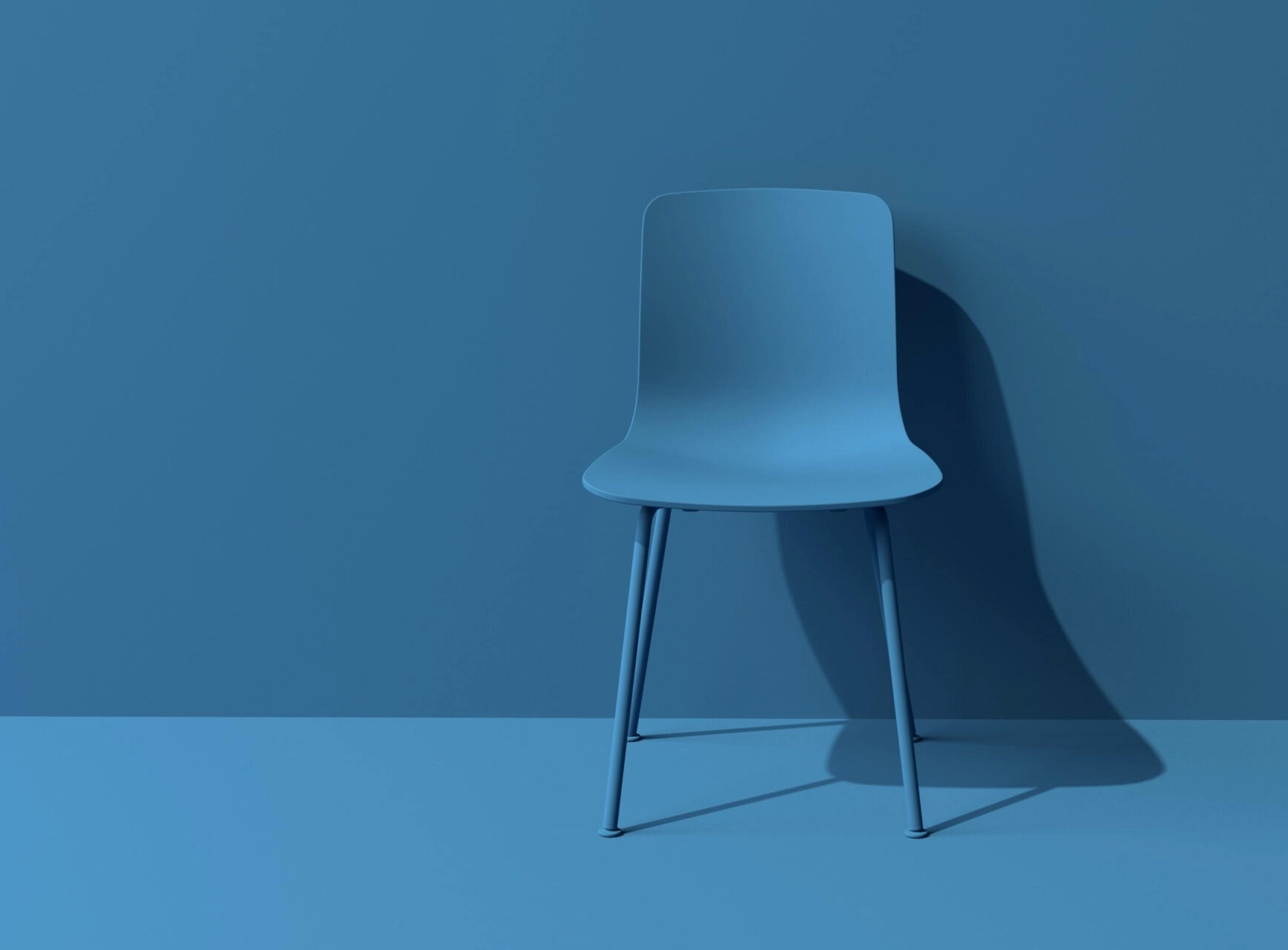 Blue chair in blue minimal room