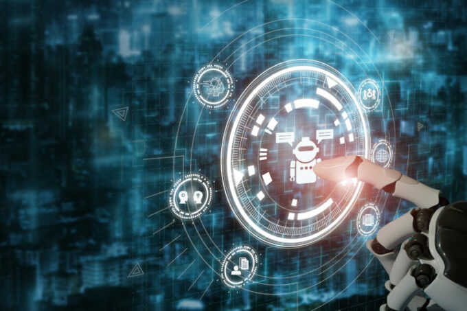Digital chatting artificial intelligence chatbot Chatbot chatGPT robot application conversation assistant concept AI Robot application and global connecting Human feedback learning technology