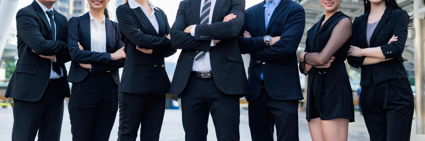 Multiethnic Diverse Business group Posing on armsFriendly busin