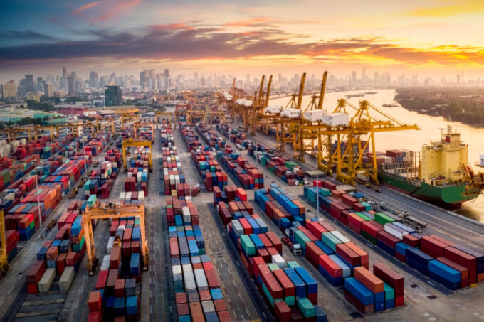 Logistics and transportation of Container Cargo ship and Cargo p