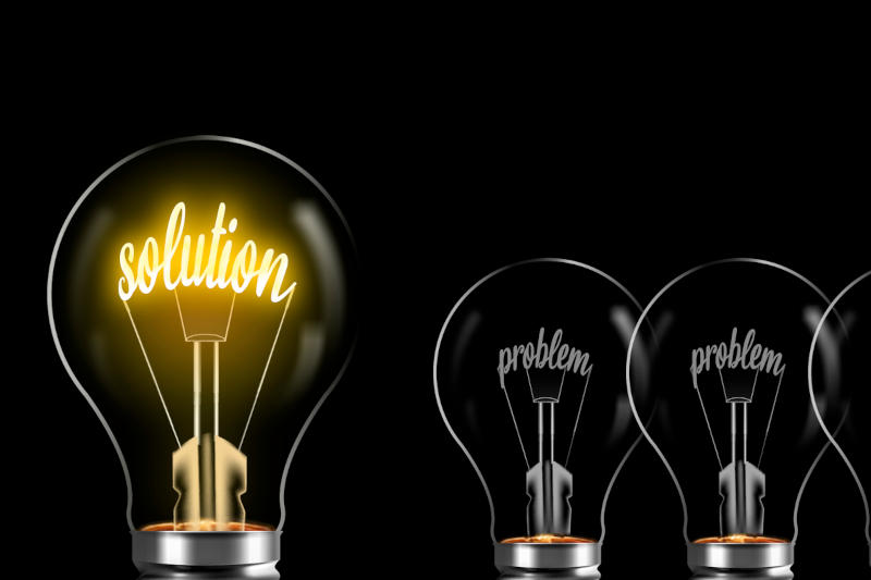 solution concept and prolem solution word glows in bulb proble