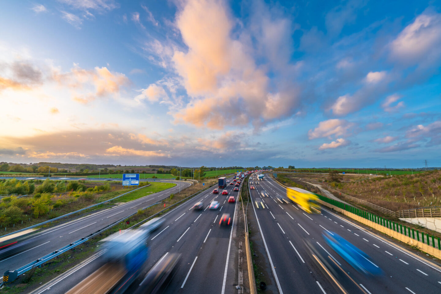 M1 motorway at sunset England