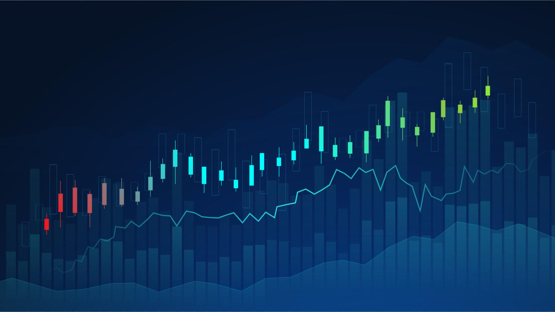 Business candle stick graph chart of stock market investment trading on blue background Bullish point up trend of graph Economy vector design