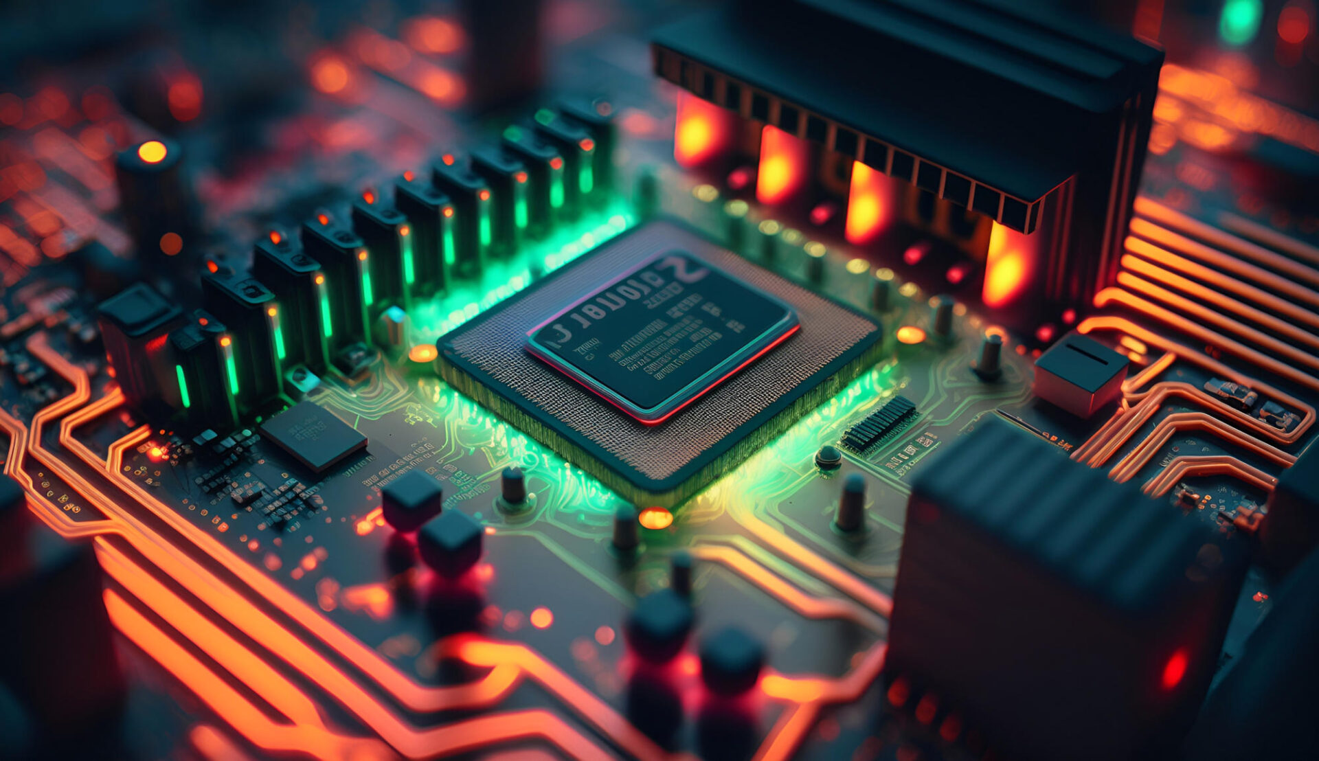 close up of electronic circuit board