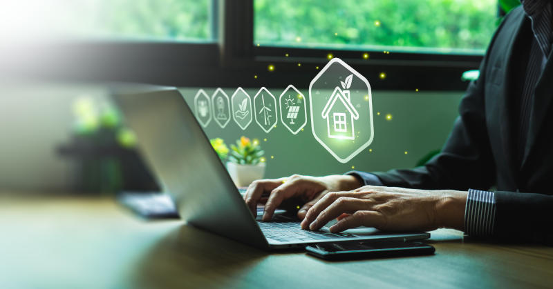 Eco-friendly houses prioritize sustainability Utilize energy-efficient design renewable energy sources Green House Concept the development of sustainable construction technologies and green living