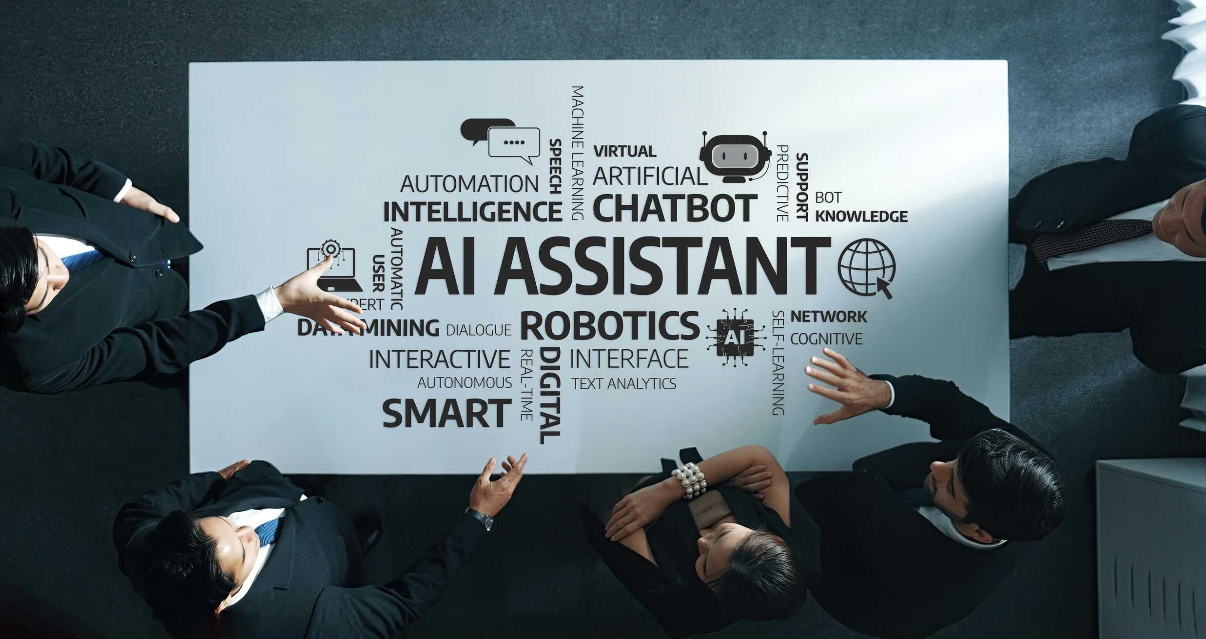 diverse professionals discussing artificial intelligence strategy