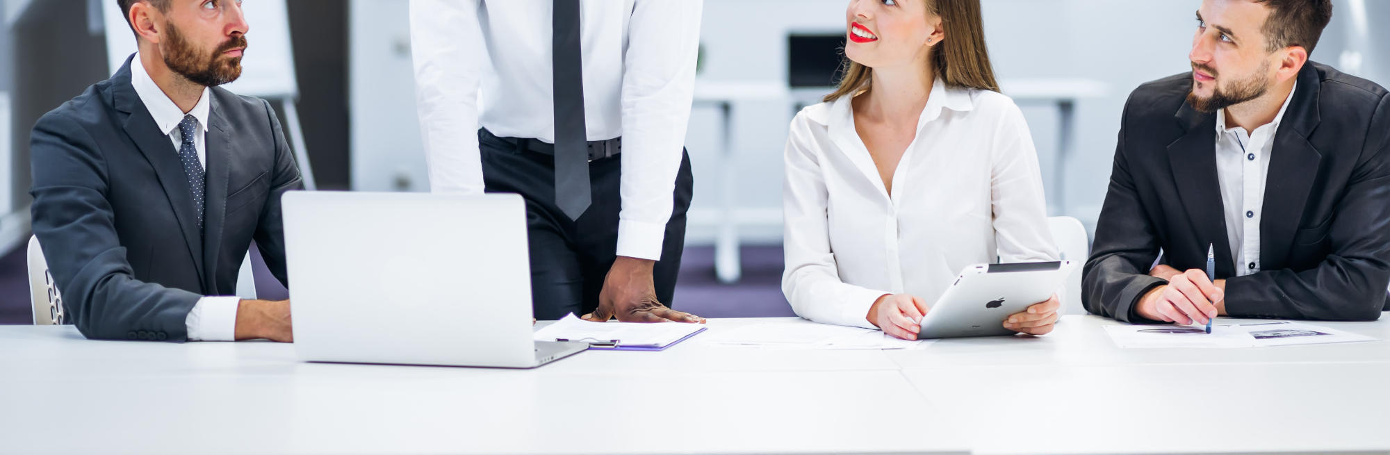 Successful team leader and business owner leading an informal in