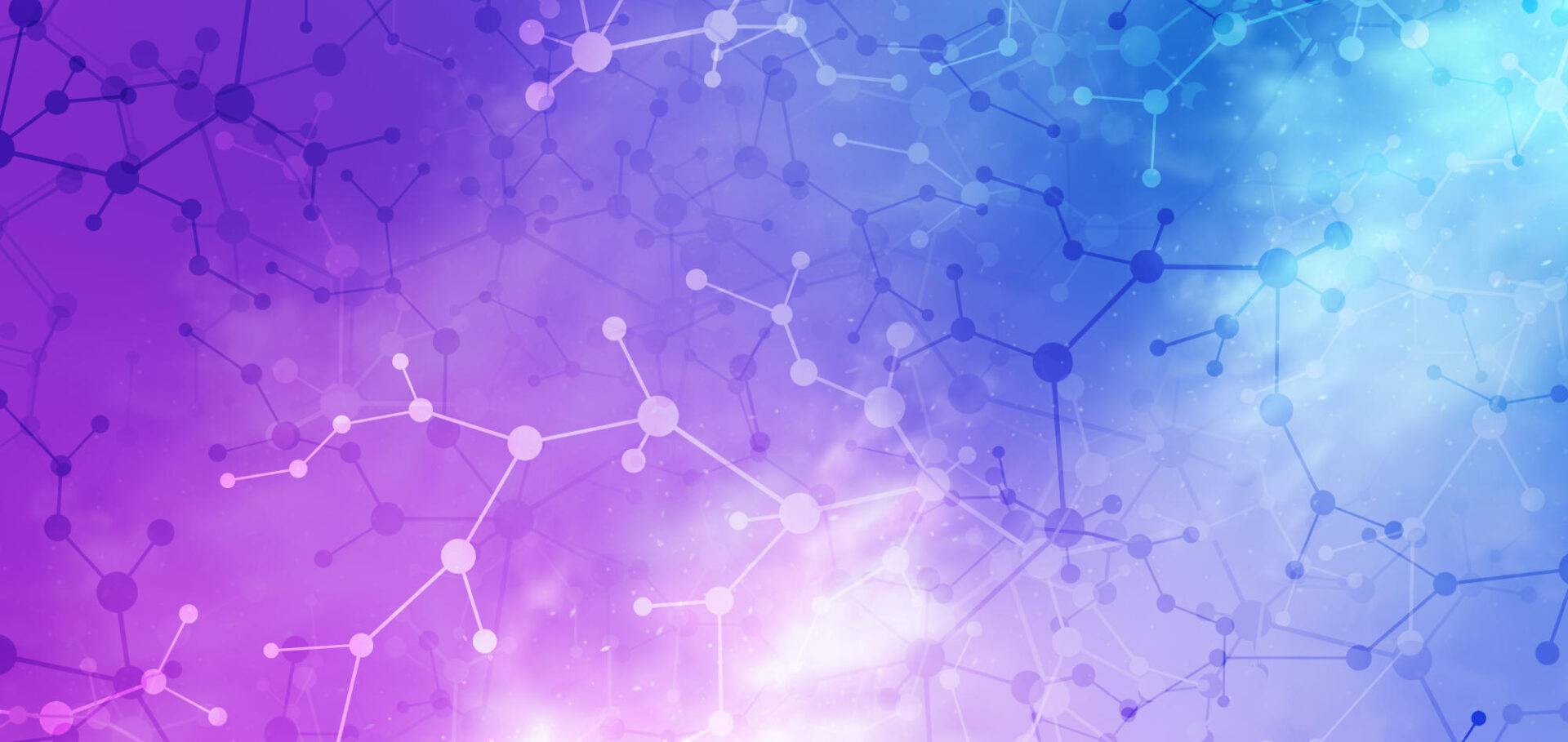 Vibrant Scientific Abstract Purple Blue Neural network concept Connected cells with links High technology process Abstract background