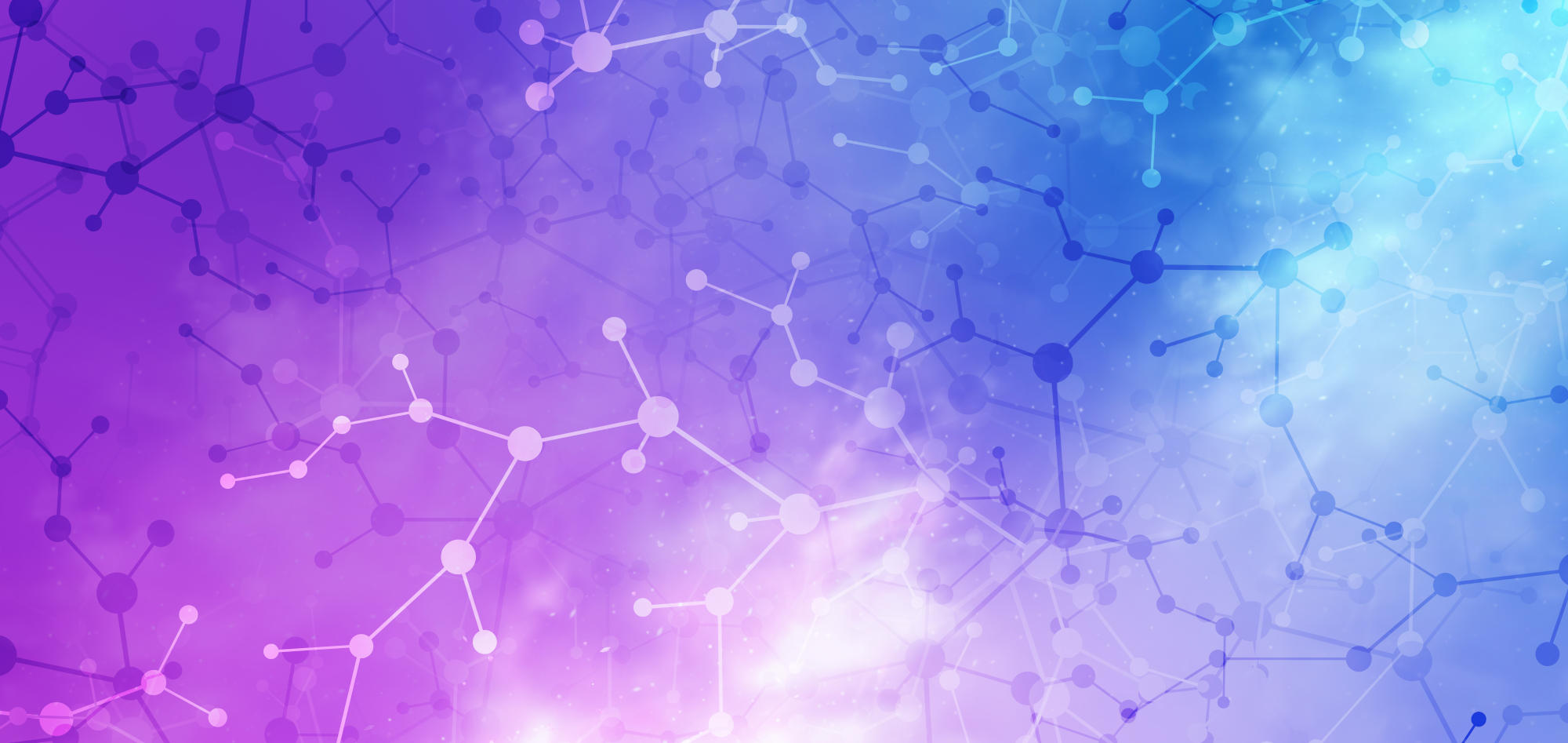 Vibrant Scientific Abstract Purple Blue Neural network concept Connected cells with links High technology process Abstract background