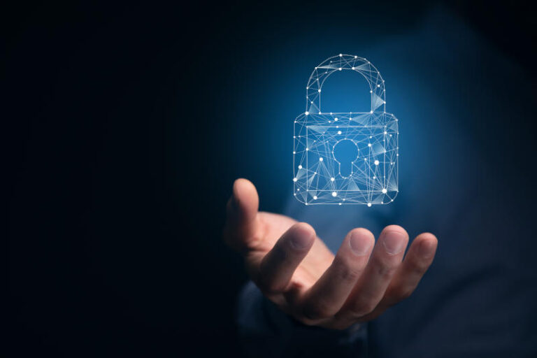 Business man Holding Lock icon