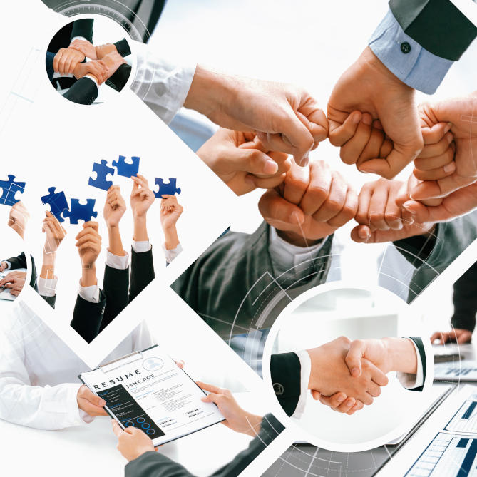 Teamwork and human resources HR management technology for business vexel