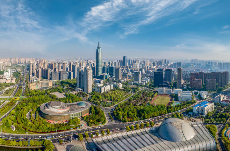 Aerial photography Changzhou architectural landscape skyline